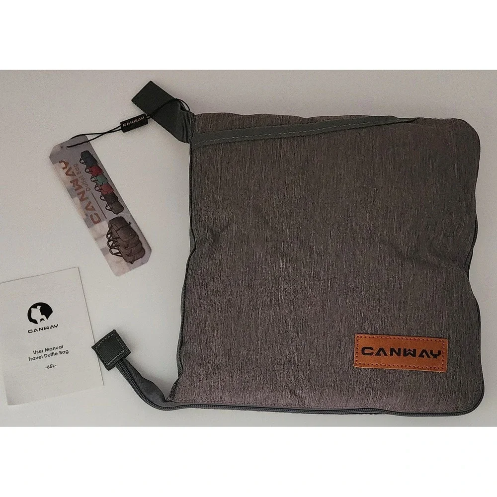 Canway Travel Duffle Bag 65L Gray NEW Foldable Water Resistant Weekender Tote